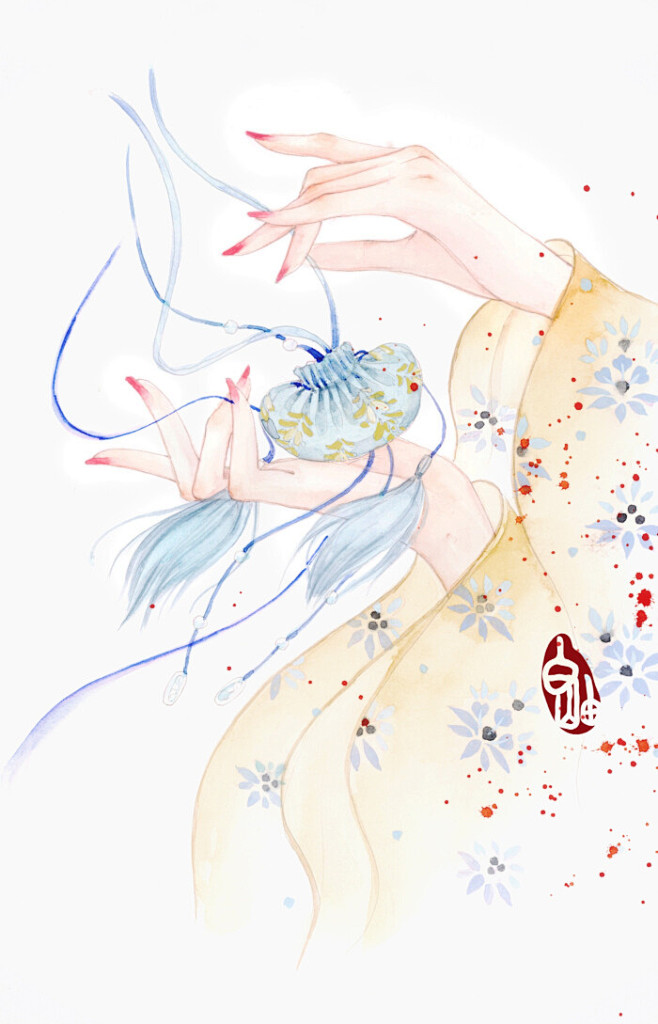 插画师白岫古风少女手绘作品