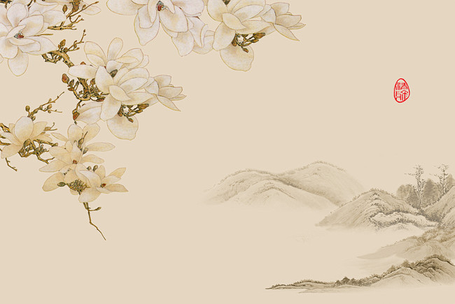 pptmachine转采于2018-04-02 10:54:57中式古风水墨山水木兰壁纸背景