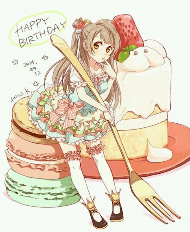 动漫二次元同人lovelive南小鸟甜点马卡龙蛋糕插画小清新