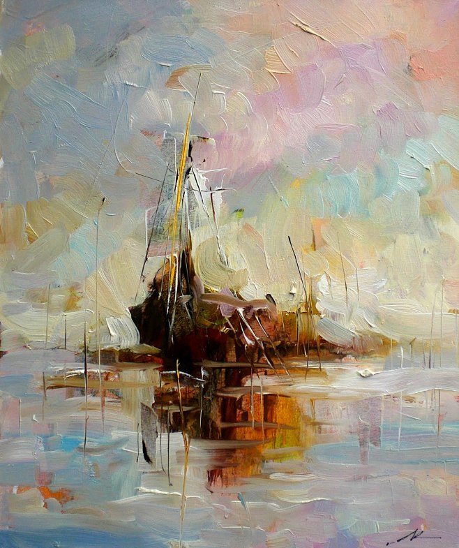 保加利亚画家lyubomirkolarov作品抽象派色彩油画