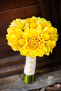 Yellow Dahlia And Billy Button Bouquet