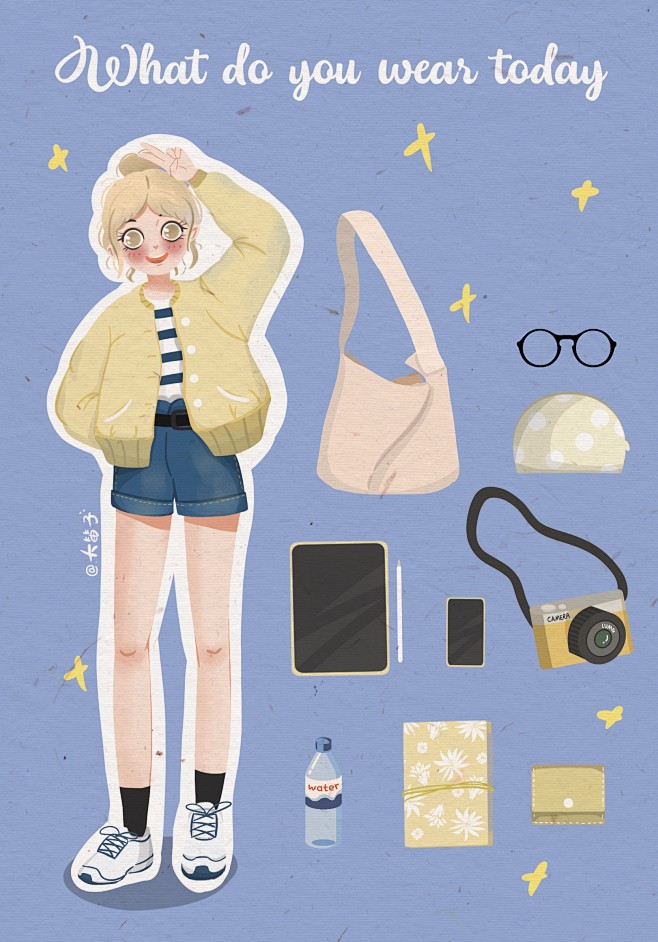 少女插画服装搭配插画手绘女孩插画人物