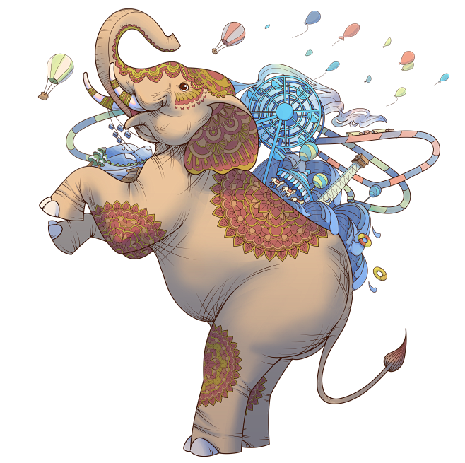 橙橙城从吴春雷插画师转采于1个月前大象动物插画橙橙城该采集也在