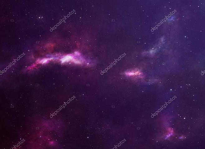 美丽的紫色深空背景有很多星星