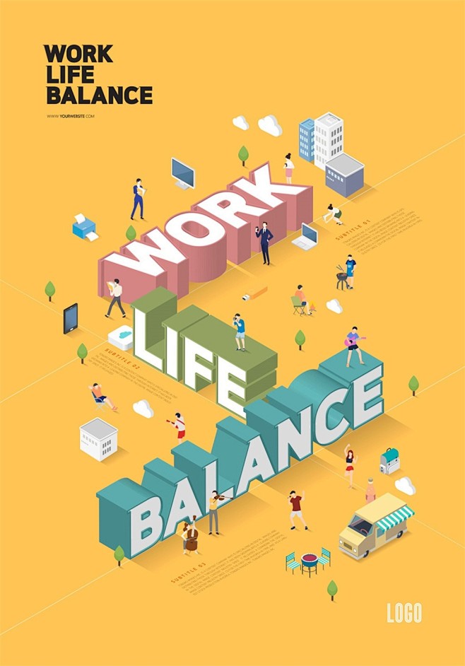 psd商务办公25d等轴等距立体科技创意英文海报dm插画素材设汇