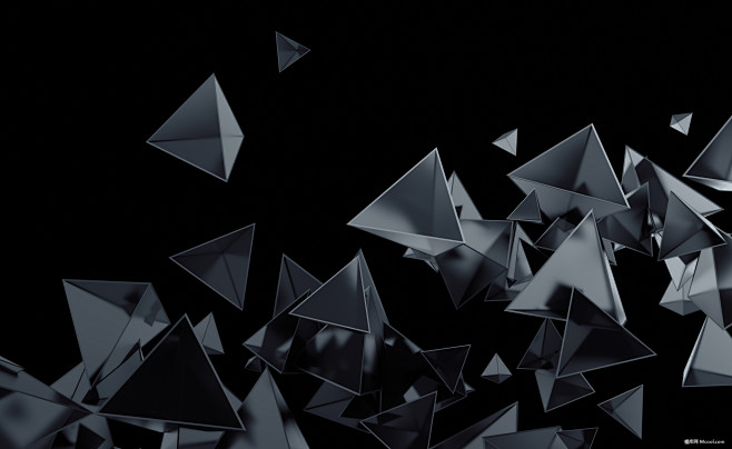 黑色背景低多边形背景裂纹表面液体形状粒子分散体多边形