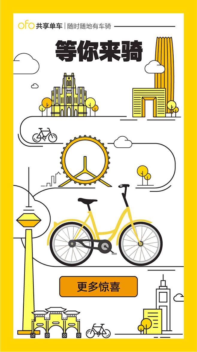 0220ofo共享单车助力h5海报