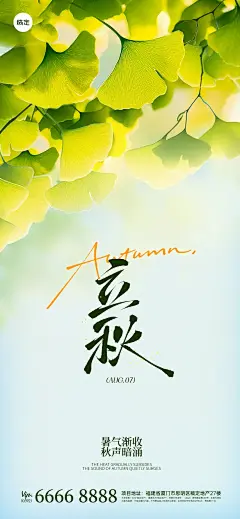 立秋节气祝福通用实景感全屏竖版海报AIGC