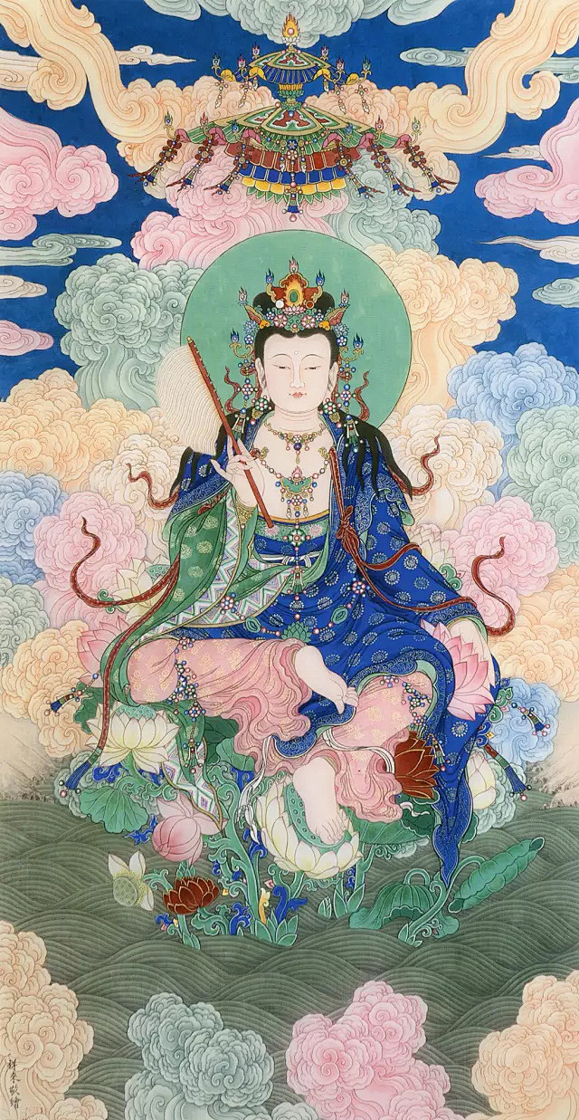 一组工笔重彩佛教造像作品欣赏南无贤善菩萨像