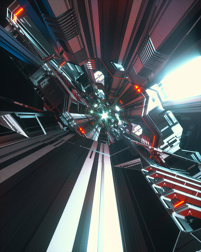 100pc4d科幻金属机器霓虹灯炫酷3空间场景d立体c4d源文件工程