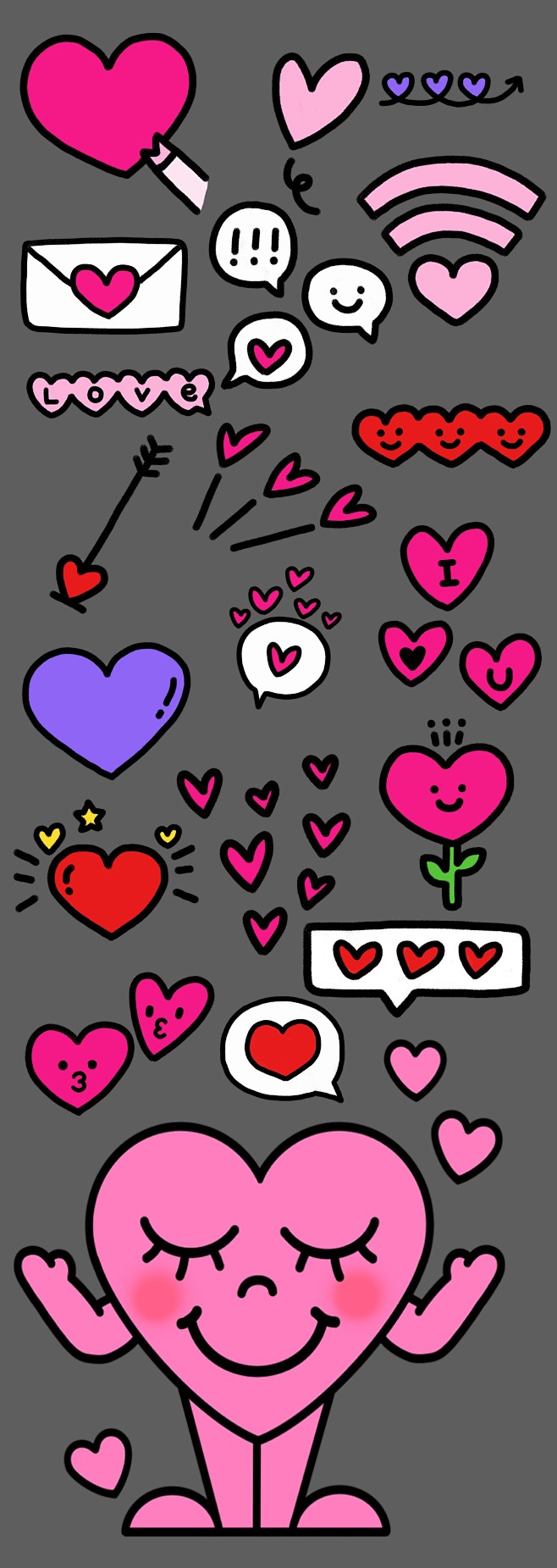 卡通可爱风爱心心形表情贴纸相机贴纸创意贴纸印刷用png素材淘宝网