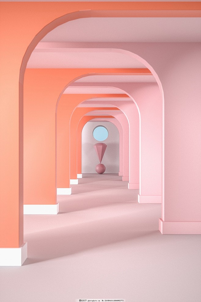 c4d立体简约室内商务空间电商背景橙色空旷展台背景通用场景