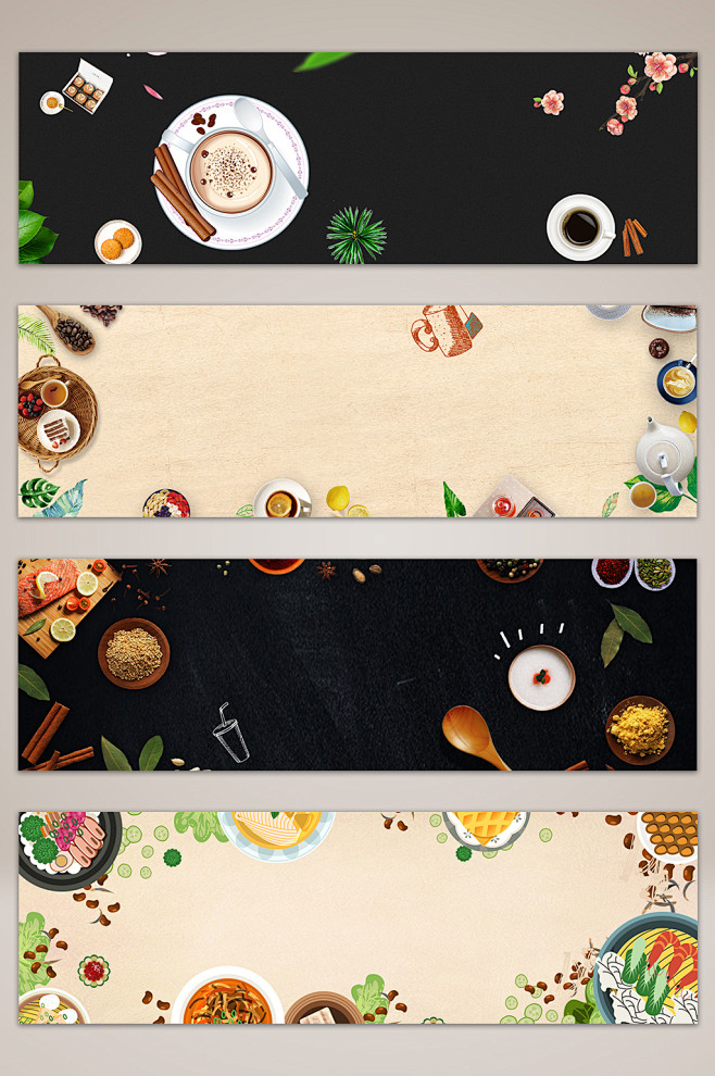 创意美食促销banner海报背景