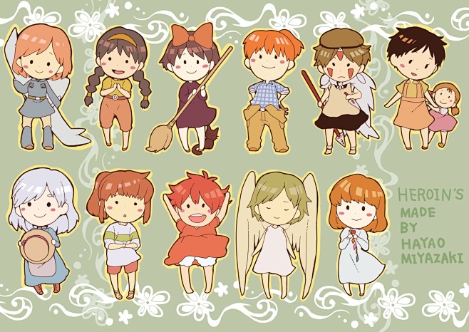 宫崎骏吉卜力动画中女主角q版各种萌好吗无水印大图可做墙纸哦