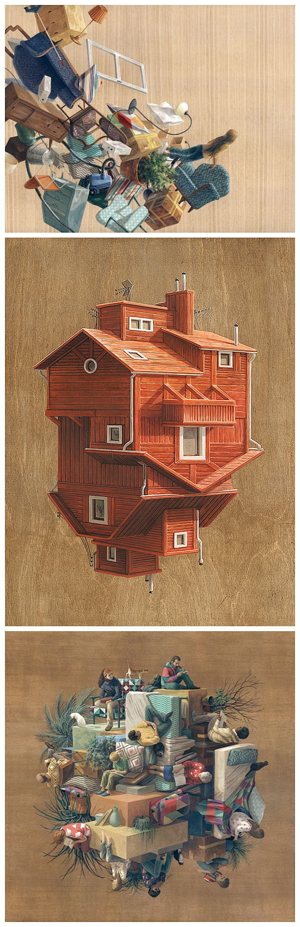 来自巴塞罗那cintavidalagulló的奇妙多维建筑插画有趣的空间颠倒