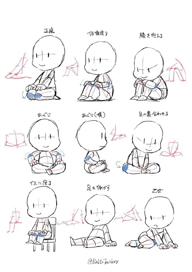 拆解2头身q版人物的形态比例及人体动态线