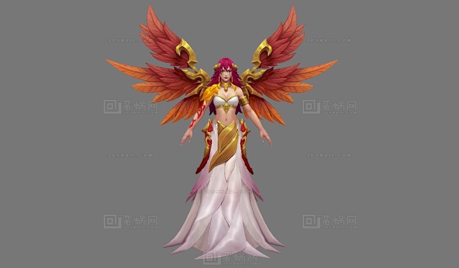 大天使正义天使红色翅膀女神红发美女女精灵女法师女牧师综合模型蛮蜗