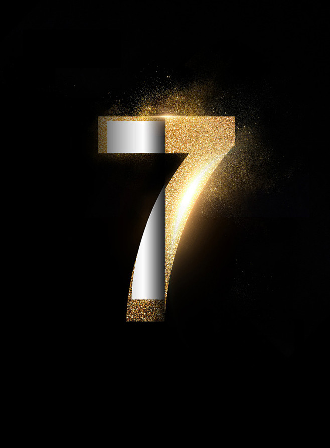 金彩颗粒效果数字设计阿拉伯数字艺术字高贵典雅质感文字7