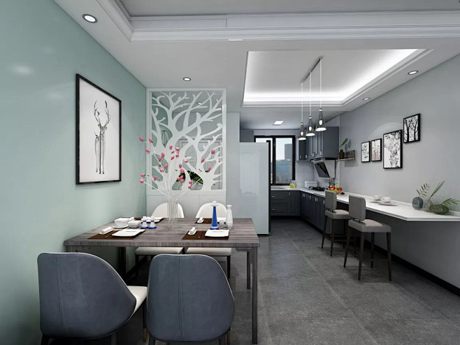 现代简约108m2现代客餐厅装修效果图装修设计方案酷家乐3d云设计