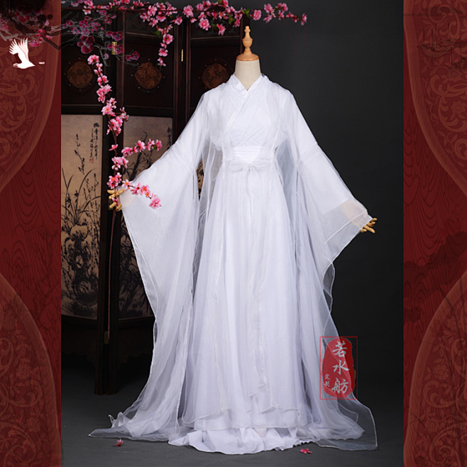若水舫三生三世十里桃花白浅同款杨幂古装服装cosplay女白色汉服淘宝
