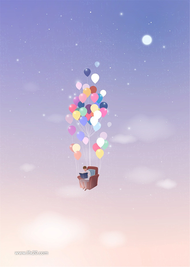 星光宇宙许愿瓶创意梦幻插画