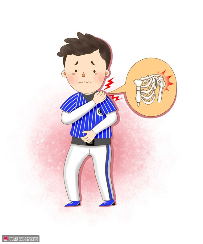 运动肩部扭伤骨骼疼痛疾病医疗健康插画医疗保健健康诊断