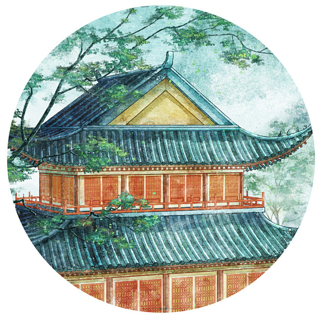 亭台楼阁风一伊插画师作品涂鸦王国gracgcom