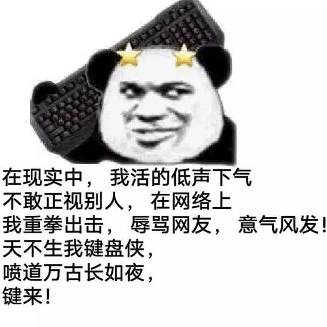 出击辱骂网友意气风发天不生我键盘侠喷道万古长如夜键来熊猫头表情包