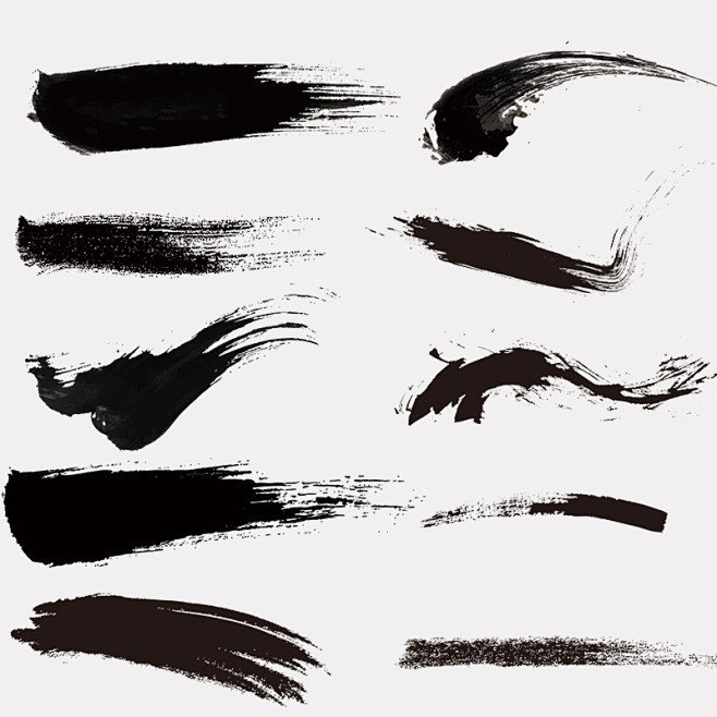ps毛笔字体笔触设计矢量素材飞白溅墨笔画水墨书法中国风墨迹笔刷淘宝