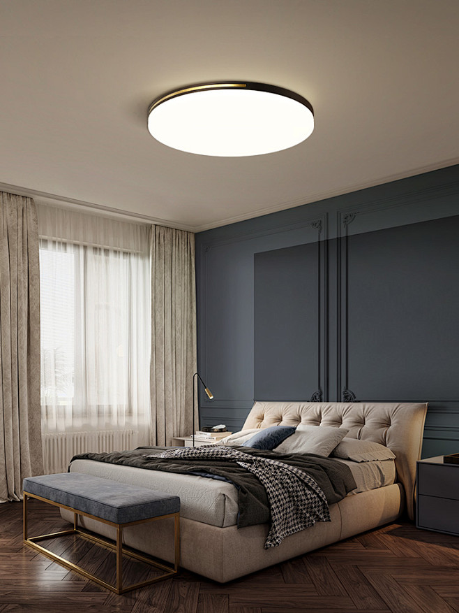 灯具现代简约卧室灯北欧风格卧室led吸顶灯创意个性房间书房灯具tmall