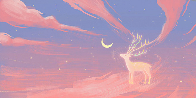 唯美星空 鹿 许愿 天空 云彩 晚安世界 唯美壁纸 星空背景 星空banner