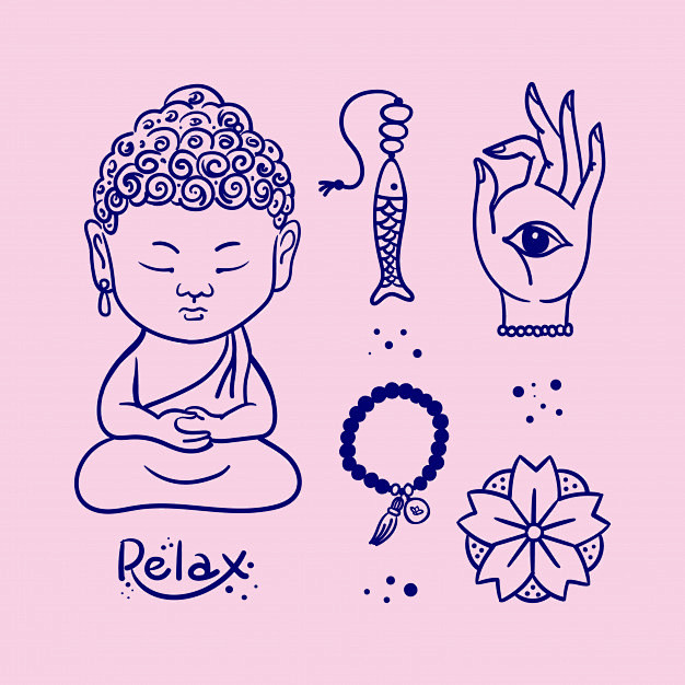 佛教插画元素矢量图素材