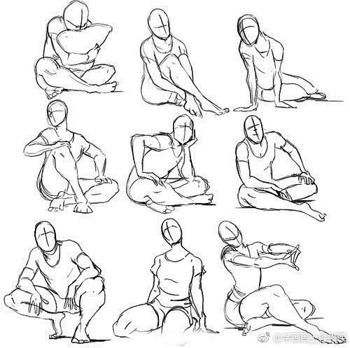 坐下动漫人物姿势参考轻微课魔鬼特训班最系统在线绘画网课还能花呗