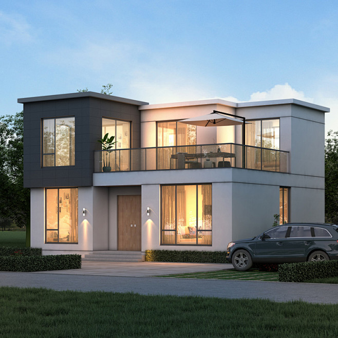 新款2310农村两层现代别墅设计图纸二层简约自建房结构全套效果图淘宝