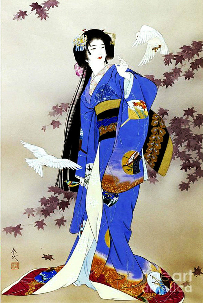 日本艺妓主题插画艺术作品一