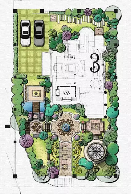 手繪別墅庭院設計圖