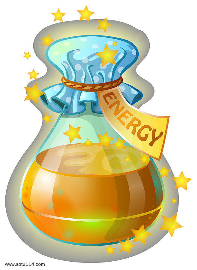 金色透明卡通魔法药水瓶