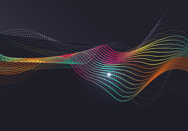 绚丽渐变线条色频率音频跳动科技感背景minimallinebackground