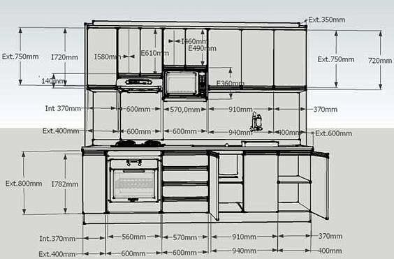 設計參考知識必看廚房櫥櫃的各種尺寸參考圖