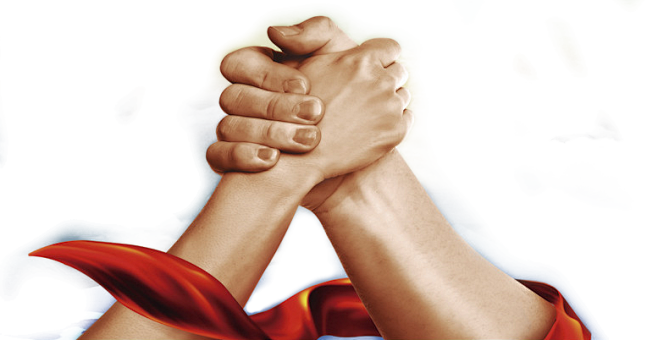 握拳合作握手企业文化