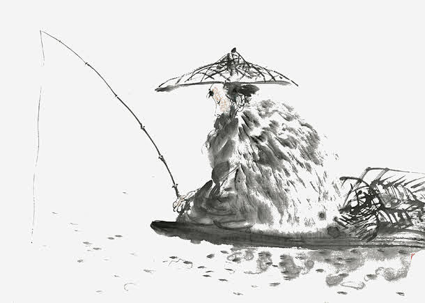 穿蓑衣水墨垂钓图宝宝bao16com设计图片免费下载页面网页平面电商创意
