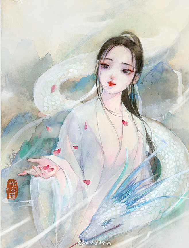 从染染小柒转采于2019-08-15 16:23:20白蛇缘起插画 动漫 头像 漫画