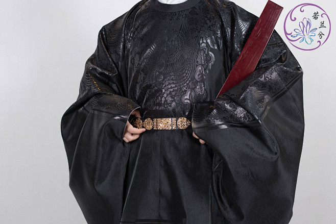 鸾凤和鸣黑织黑过肩龙织金纱布面料明制贴里曳撒道袍圆领袍直身淘宝网