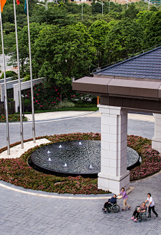 典雅 自然 生态 会所 酒店入口 镜面水景 涌泉 花池 旗杆 景观设计