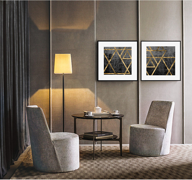 聚绘画廊抽象艺术装饰画现代客厅竖版壁画沙发背景墙流金挂画plj淘宝