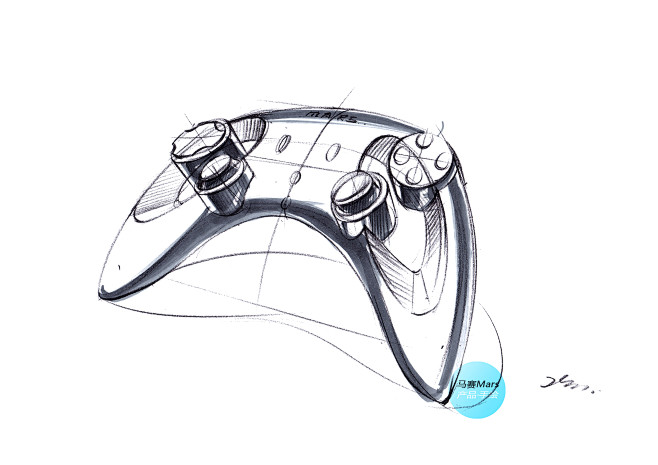 手绘草图手绘线稿马克笔效果图产品设计手绘步骤图游戏手柄工业设计