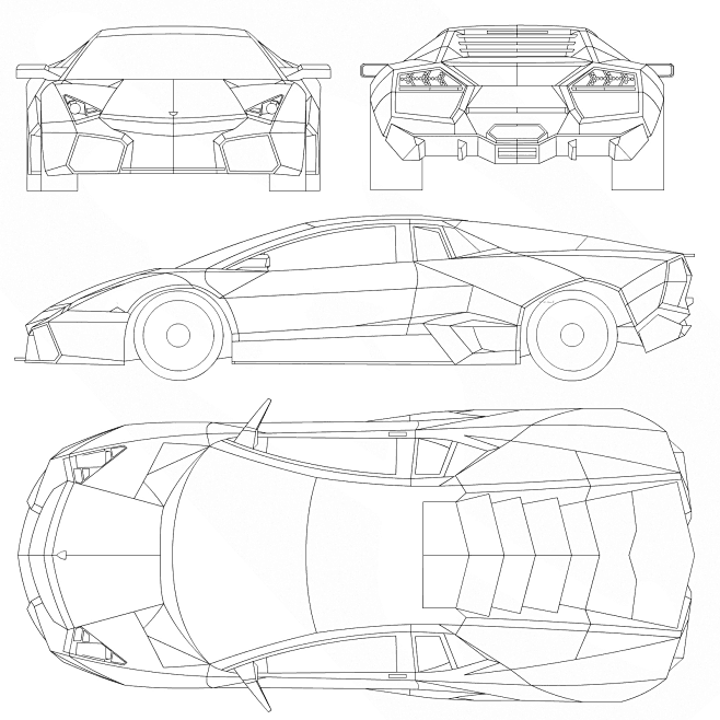 跑车设计图手绘三视图图片