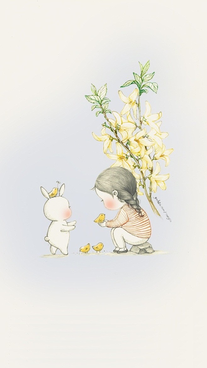 插画家coniglio小胖妮儿和兔子的手绘插画