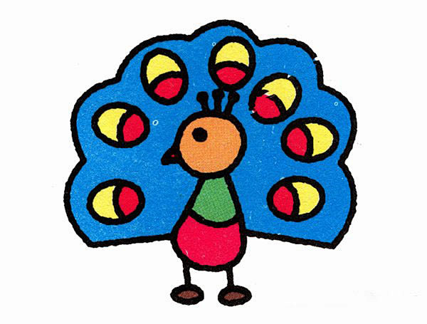 儿童画美丽的孔雀简笔画步骤彩图素描wwwuzonescom