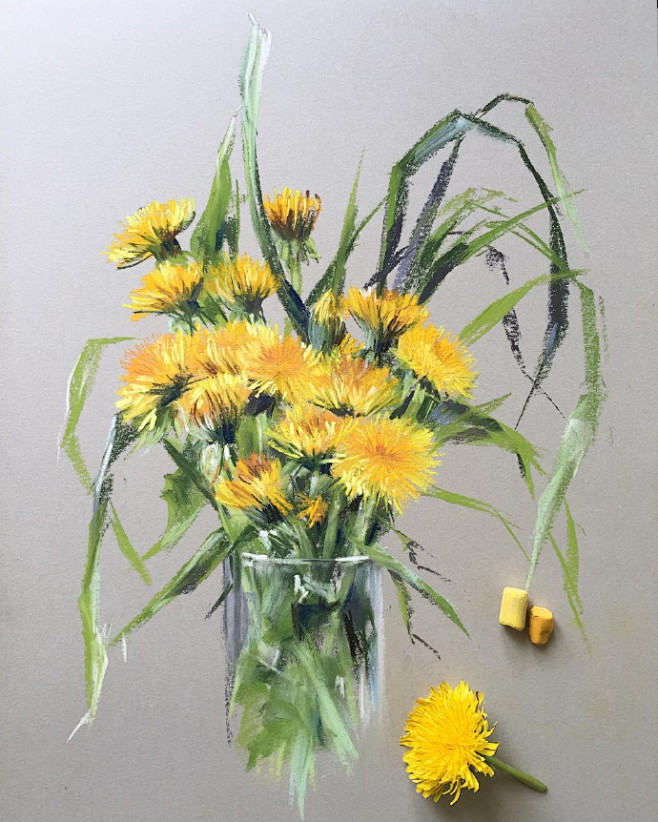 一组小清新的色粉画插画师elena67转via插画师精选67676767